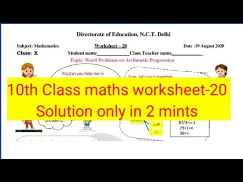 Maths Worksheet-20 Class 10th English Medium/10th class ...