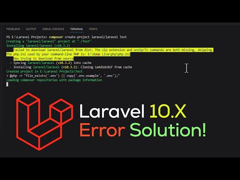 Failed to download laravel from dist: The zip extension and unzip/7z commands are both missing