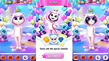 My Talking Angela | Dance And Rewards | Playthrough 2023 | Unicorn Onesie Dance Dress