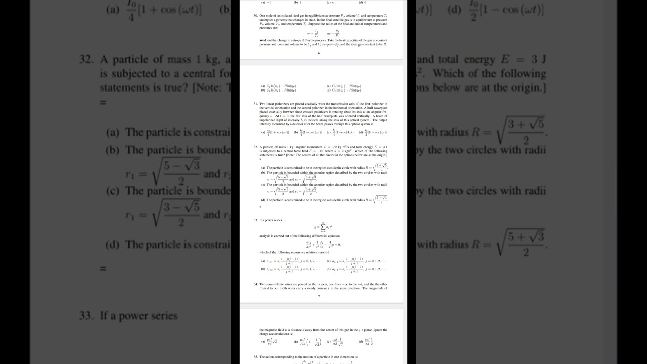 JEST 2023 Physics Question Paper & Answer key 