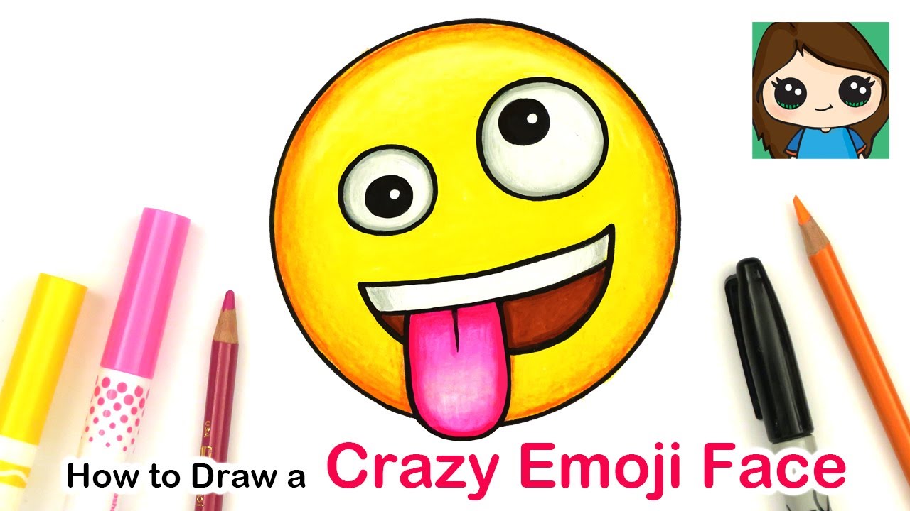 How to Draw + Color the Crazy Wacky Emoji Face Easy - YouTube