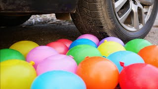 Car vs Rainbow Balloons, Orbeez, Cola - Crushing Crunchy Things by Car