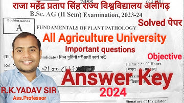 B.sc.Ag 2nd Sem. Plant Pathology Solved Paper 2024/Answer Key rmpsu