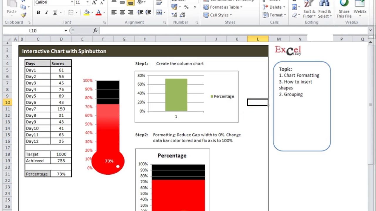 Thermometer Chart In Excel 2013