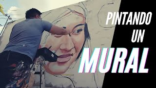 Pintando un mural. Proceso de una pintura mural.