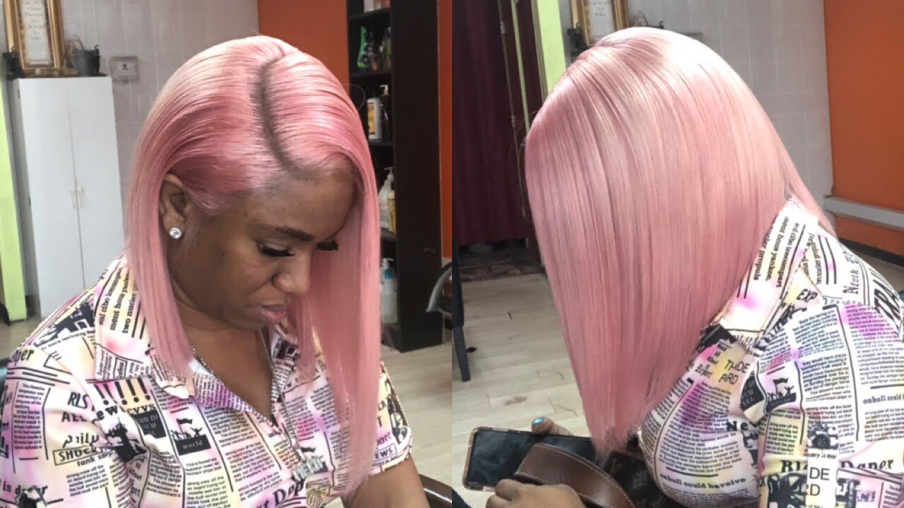 Rose Gold/ Bob lacefront wig Tutorial