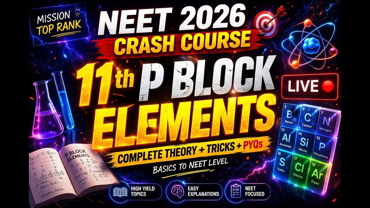 NEET 2026 Crash Course 🔥 | 11th P-Block Elements | Complete One Shot ...