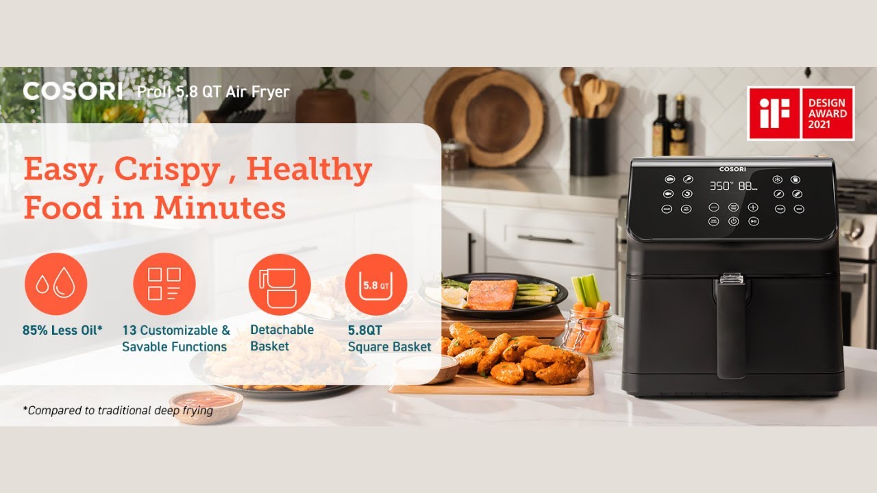 COSORI Pro II 5.8-Quart Smart Air Fryer, Large 12-in-1 Air Fryer, Voice  Control, Light Gray