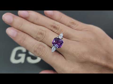 Unheated purple sapphire radiant cut 3.51 carats, Sri Lanka Video  № 1