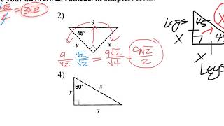8-3 Special Right Triangle Notes Video