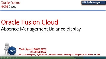 Oracle Fusion HCM | Absence Management | Absence Balance Display | ESS | MSS | Plan Balance display