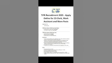TIFR Recruitment 2025 - Apply Online for 23 Clerk,Work Assistant and More Posts