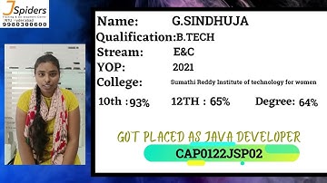 JSpiders Hyderabad JNTU  | Student Testimonial | Got Placed As Java Developer