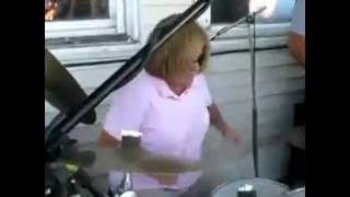 Mom is a Damn Maniac on the Drums plays wipe out fantastic drummer