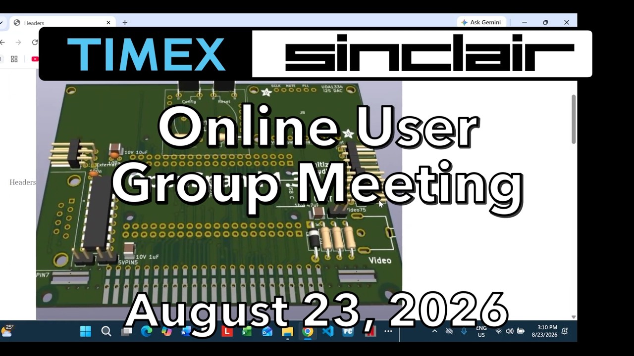 Timex/Sinclair Online User Group Meeting  August 23, 2026