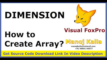 02 Dimension vfp array | how to create array in vfp | get value from array | vfp tutorial in hindi