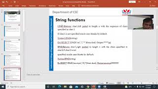 String, Numeric, Date Functions in SQL by V.Sreenatha Sarma