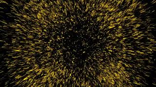 Explosion of gold particles on black screen. Golden golden particles exploding through space