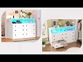 Sikaic 6 Drawers LED Dresser With Outlets Open Space White