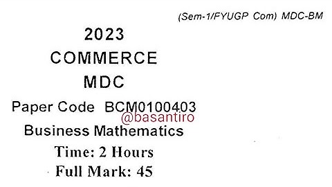 BCom first semester commerce MDC paper business mathematics Guwahati University BCM0100403 2023 FYUG