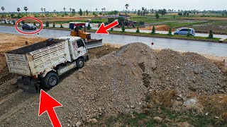 OMG Incredible Landfilling Project Pushing Soil By Dozer and Dump Trucks Team