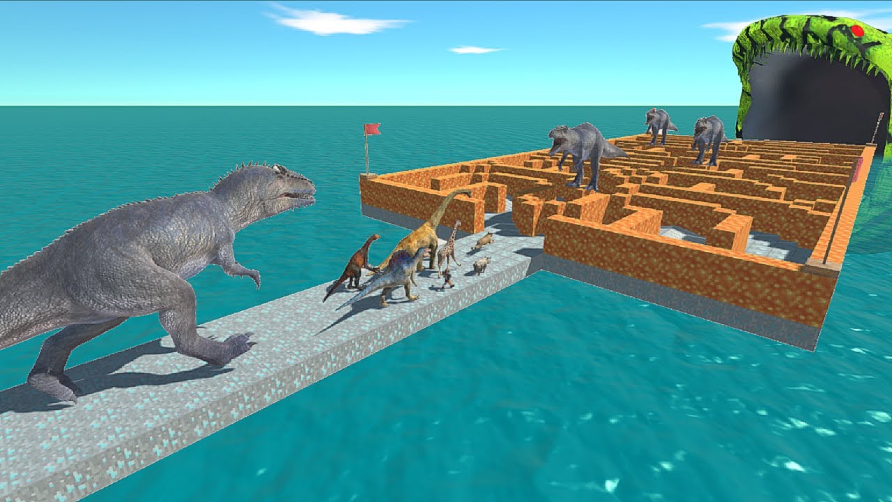 LAVA MAZE RUN FAST FROM GIGANOTOSAURUS FOR RESCUE MONSTER BLOOP - ARBS