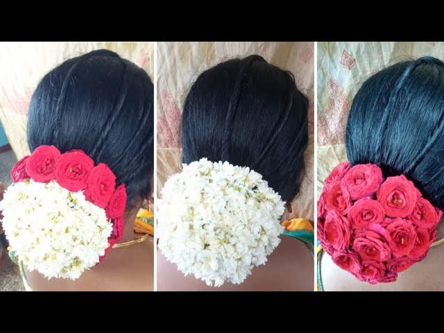 Easy Festive Hairstyle With flowers Juda/Bun Hairstyle|VaishaliMeher -  YouTube