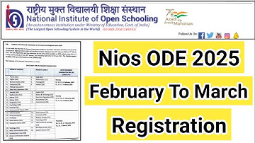 Nios ODE 2025 February To March | Task Is Helping (NIOS) #nios #short #exam #apr #notice #ode