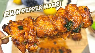 Juicy Hot Lemon Pepper Chicken Skewers - Air Fryer Recipe