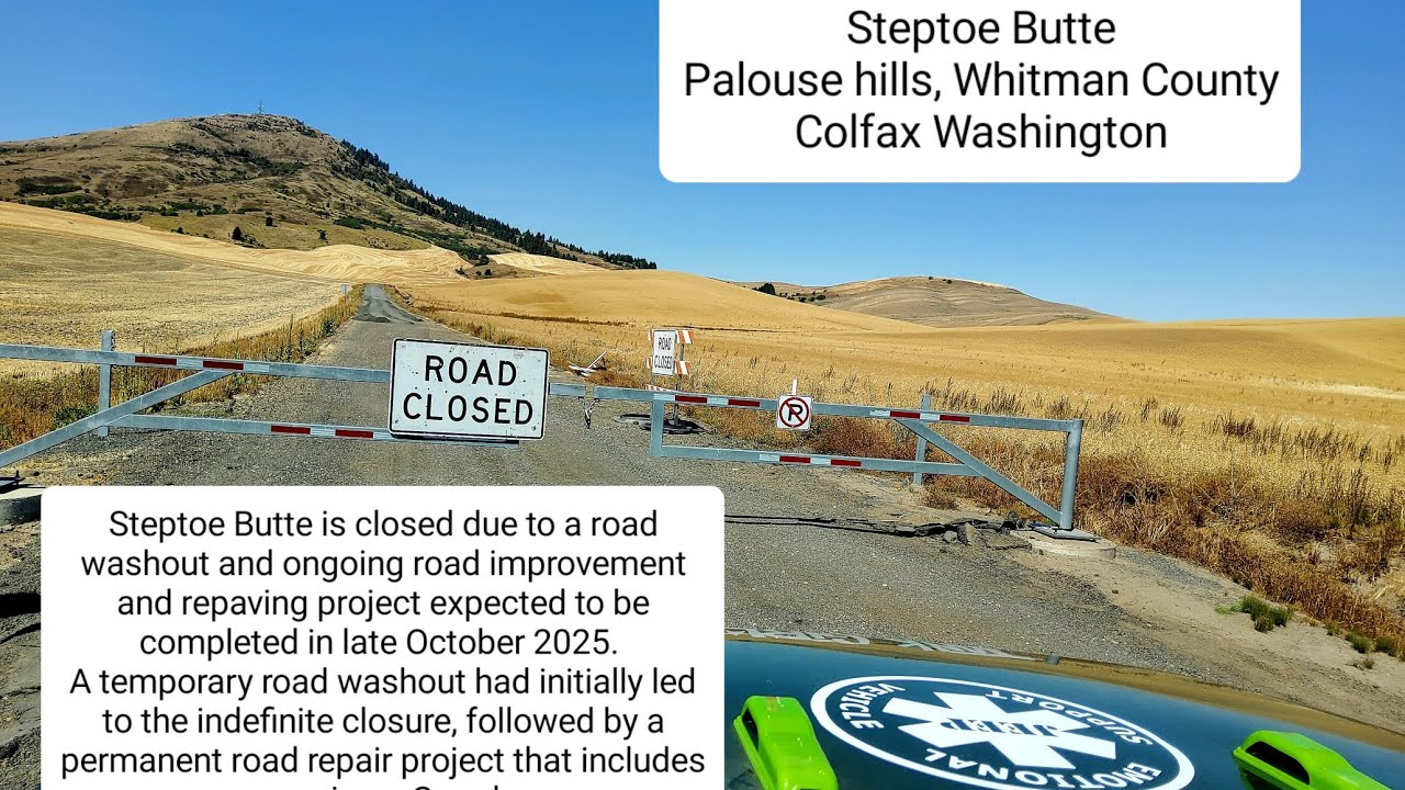 Steptoe Butte Palouse hills Whitman County Colfax Washington - road closed