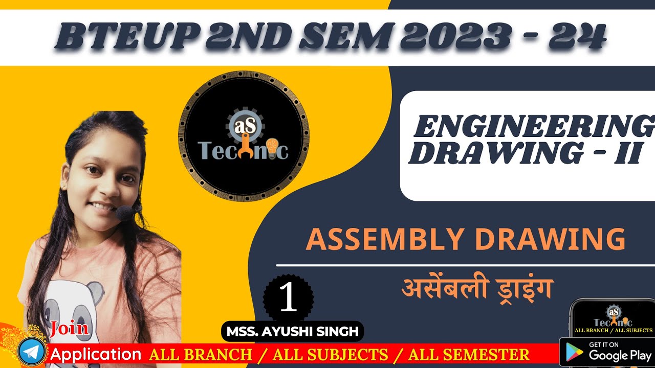 #1 Assembly drawing | ENGINEERING DRAWING - II | 2ND SEM | UPBTE Exam ...