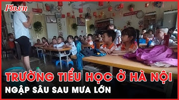 Mưa lớn, 1 trường tiểu học ở Hà Nội bị ngập sâu - PLO