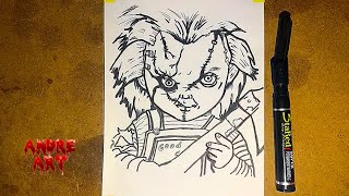 How To Draw Chucky Halloween Drawing Easy Step By Step