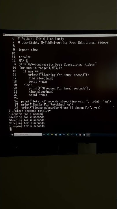 Python Module to sleep 😴 using for loop, range(start,stop,step) - YouTube