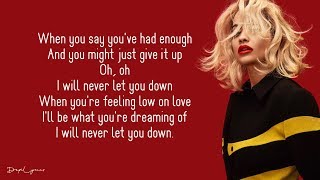 Video thumbnail of "Rita Ora - I Will Never Let You Down (Lyrics) 🎵"