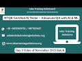 ISTQB  Day 1 Video On 25th November 2025. contact or whatsapp us on +91-9052903733.