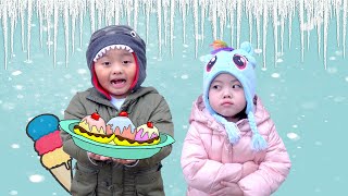 Melody and Ivan Play with Ice Cream Toys in a Crazy Snow Day!