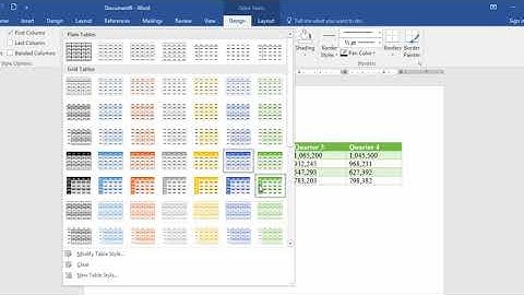 Changing the Style / Format of a Table in Word