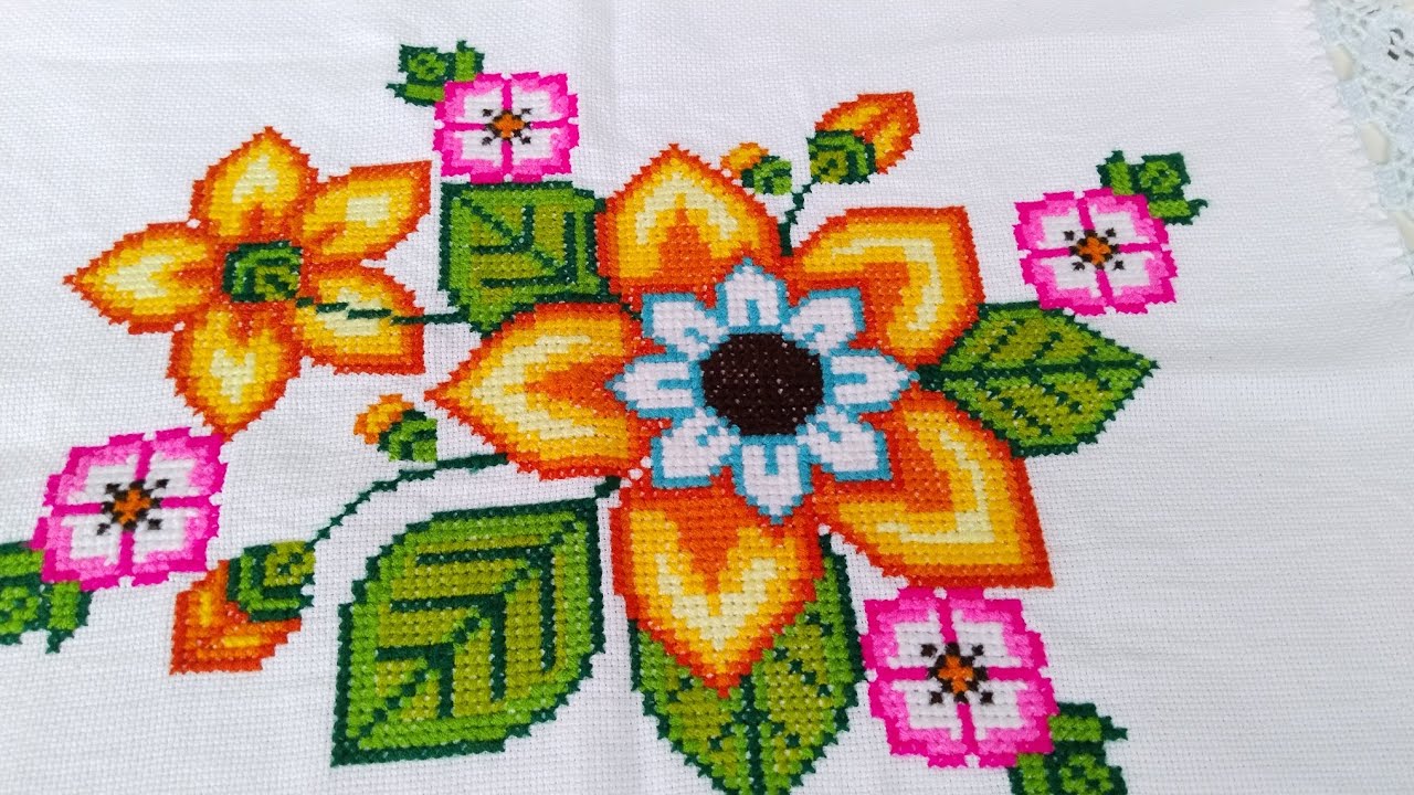 HERMOSAS SERVILLETAS PUNTO DE CRUZ 🧵  # 7 | Costuras punto de cruz bellis