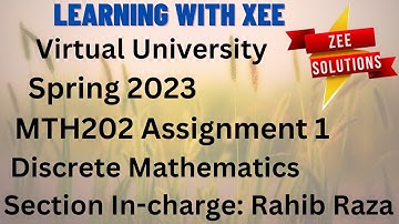 MTH202  Assignment 1 Spring Virtual University of Pakistan