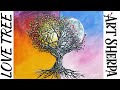 LOVE  tree holding sun and moon Day and Night 🌟🎨 How to paint acrylic: Paint Night at Home