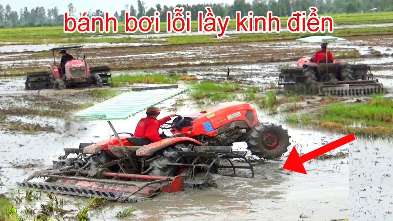 XEM BỖ HAI MÁY CÀY KUBOTA 5018 CÚNG YANMAR LỖI ĐẤT LẦY BAO PHÊ VỚI BÁNH BƠI