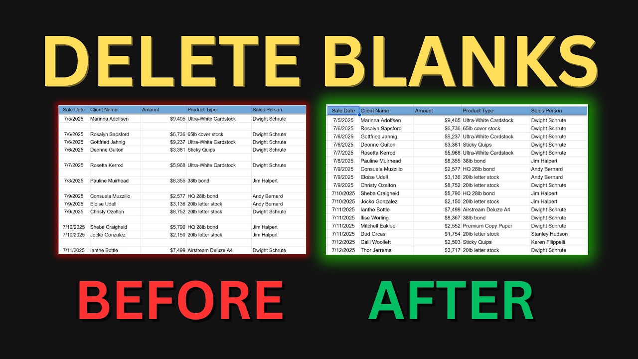 Quick Trick to Delete All Blank Rows (Google Sheets)