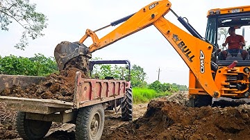 Bull backhoe loader loading mahindra yuvo 575 di | Bull tractor loading video ||