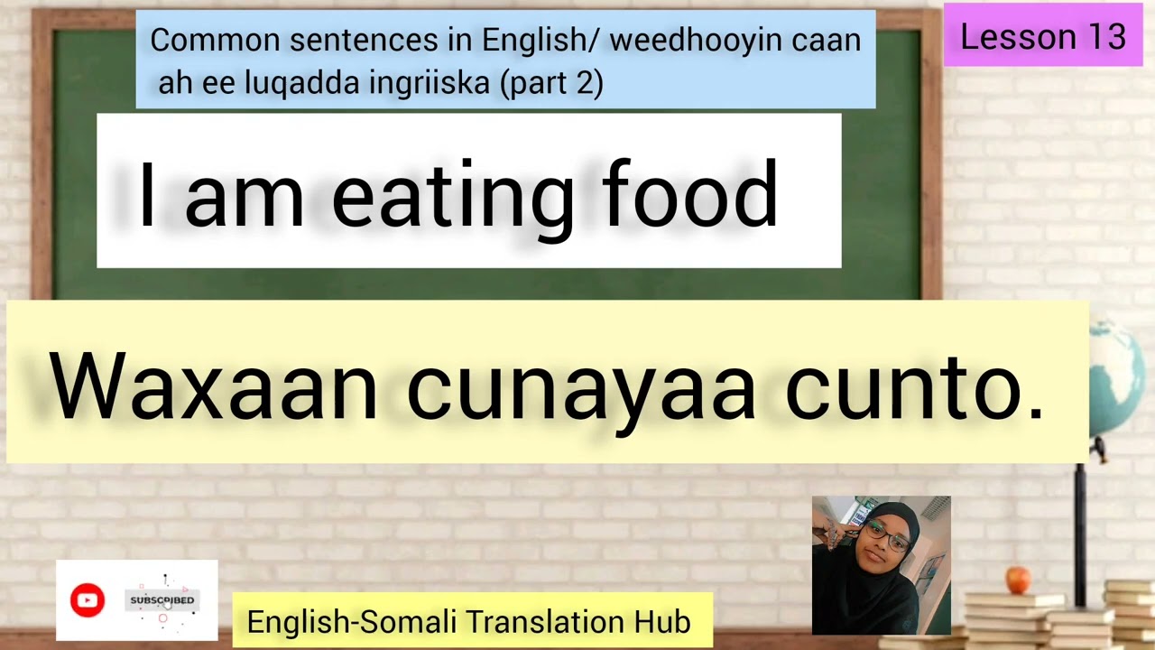 Common sentences in English-Somali/ weedhooyin caan ah ee luqadda ingriiska