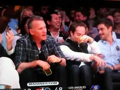 Zac Efron gets run over by Kobe while courtside