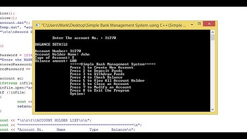 Simple Bank Management System using C++