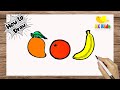 How to Draw: Fruits Simply Mango, Orange, and Banana