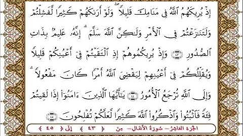 سورة  الأنفال من الأية  43 - 45بصوت الشيخ على جابر