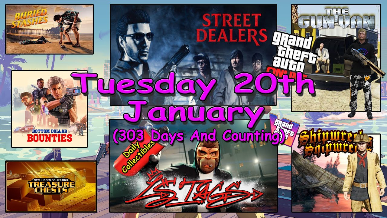 Street Dealers, LS Tags, Gun Van, Shipwreck plus more Locations Tuesday 20th Jan - GTA V Online
